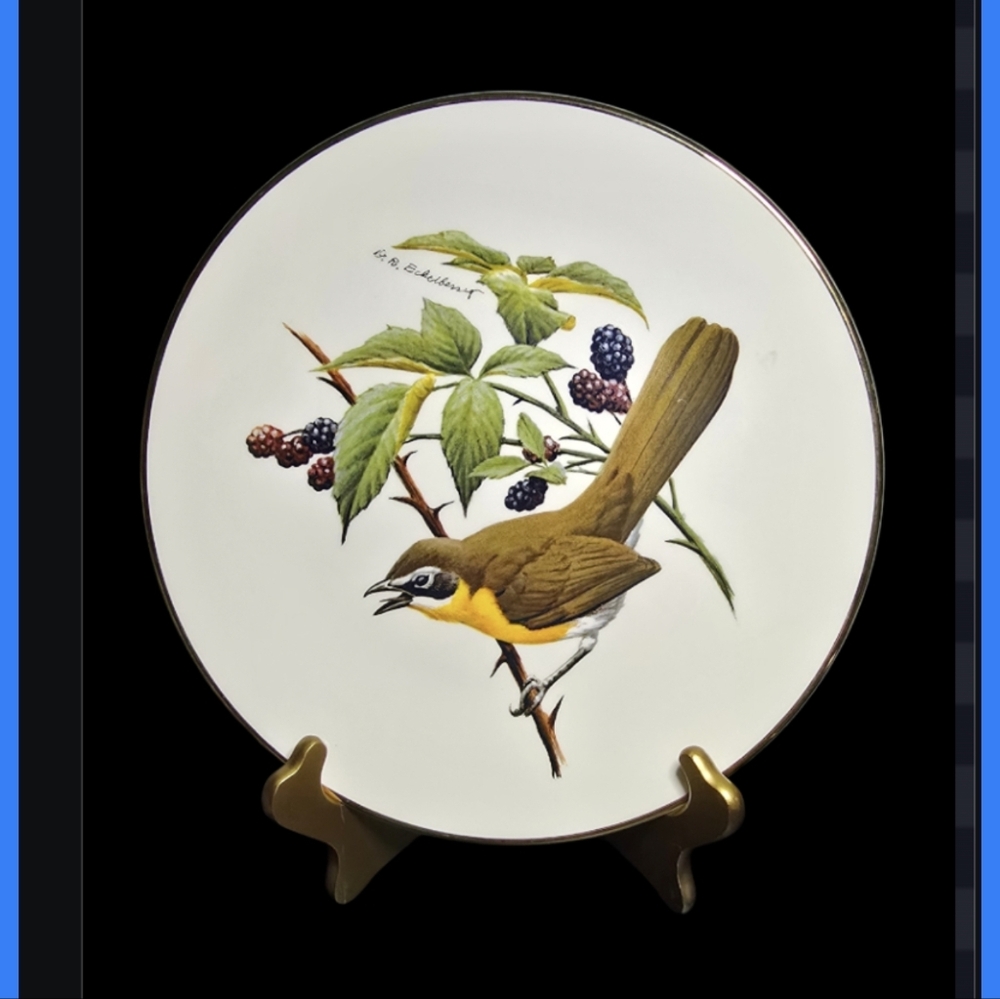 Avon Decorative Plate with Bird and Berries Design